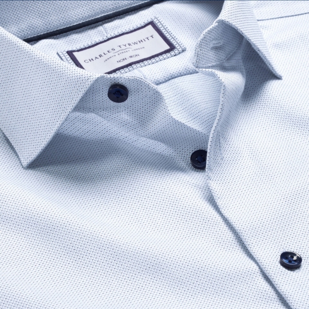 Charlest Tyrwhitt Non Iron Stretch Texture Extra Slim Fit Shirt - White Dot